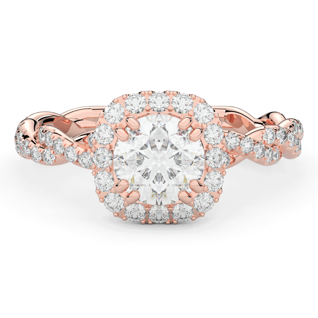 1.55CT.TW ROUND LAB DIAMOND HALO TWIST ENGAGEMENT RING - Nazarelle
