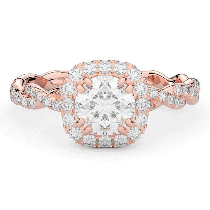 1.55CT.TW ROUND LAB DIAMOND HALO TWIST ENGAGEMENT RING - Nazarelle