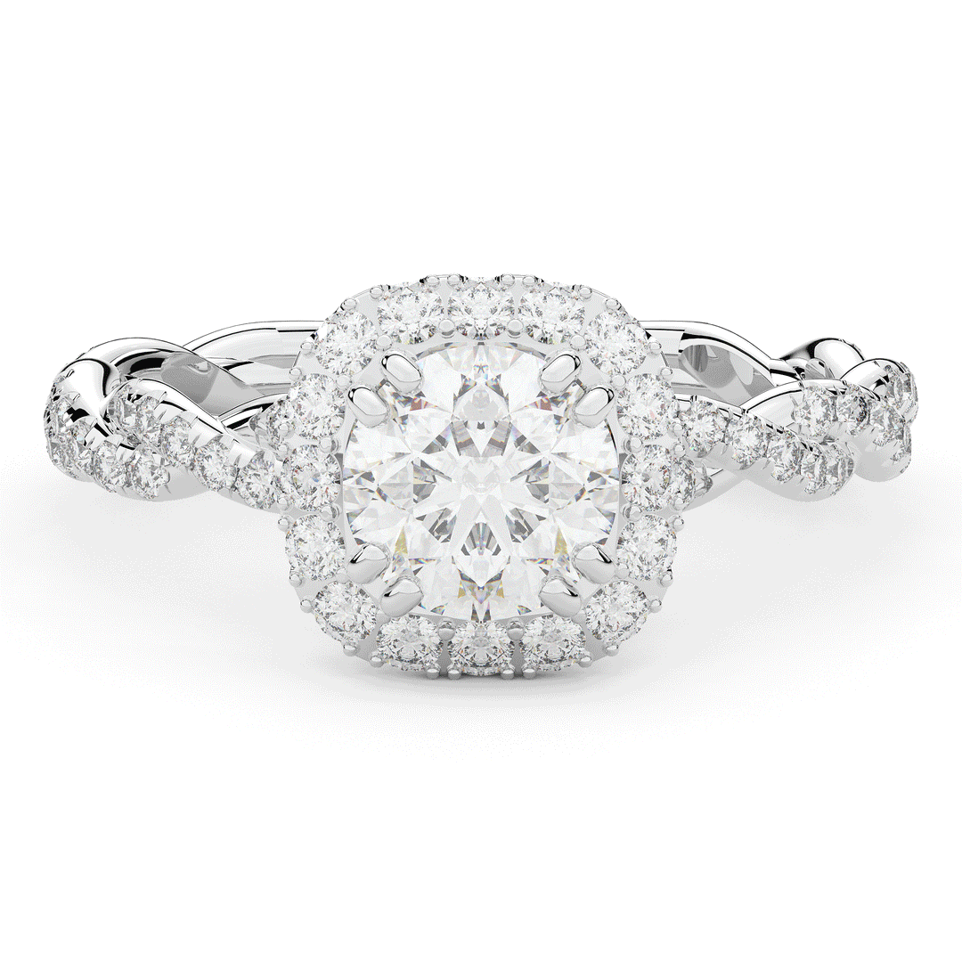 1.55CT.TW ROUND LAB DIAMOND HALO TWIST ENGAGEMENT RING - Nazarelle