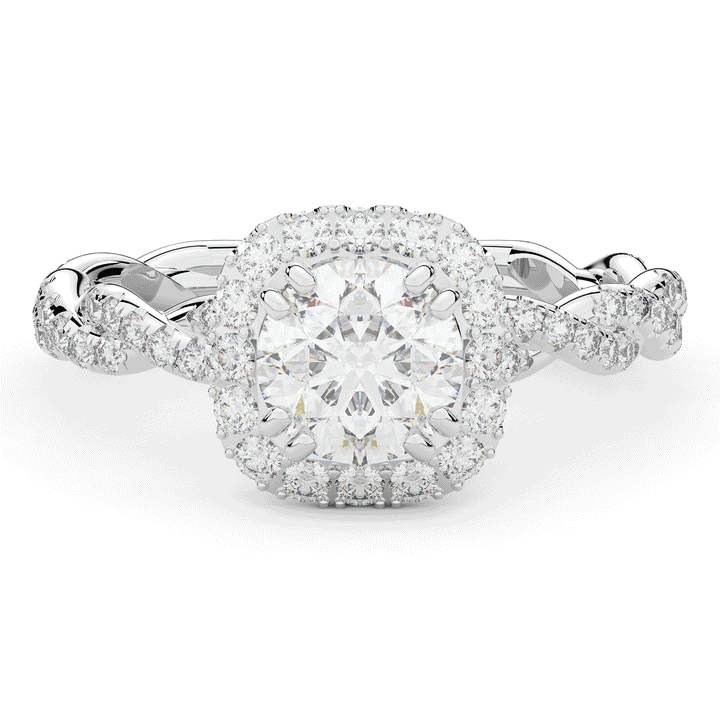 1.55CT.TW ROUND LAB DIAMOND HALO TWIST ENGAGEMENT RING - Nazarelle