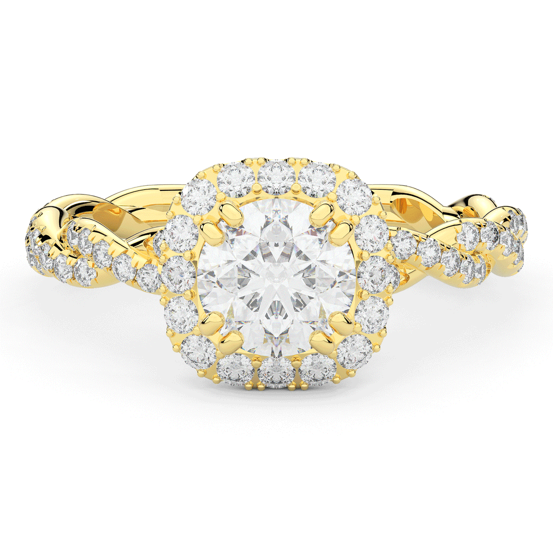 1.55CT.TW ROUND LAB DIAMOND HALO TWIST ENGAGEMENT RING - Nazarelle