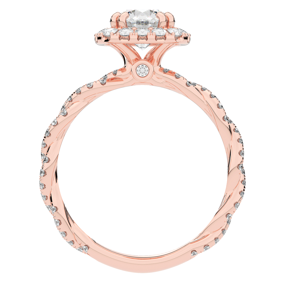 1.55CT.TW ROUND LAB DIAMOND HALO TWIST ENGAGEMENT RING - Nazarelle