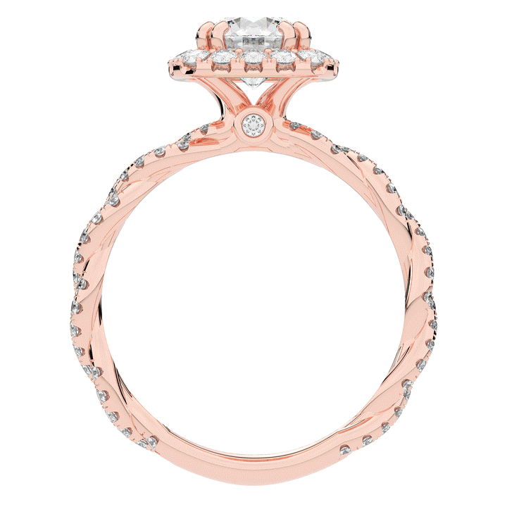 1.55CT.TW ROUND LAB DIAMOND HALO TWIST ENGAGEMENT RING - Nazarelle