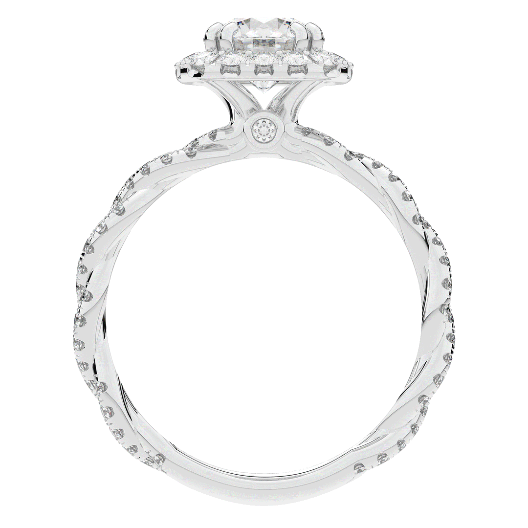 1.55CT.TW ROUND LAB DIAMOND HALO TWIST ENGAGEMENT RING - Nazarelle