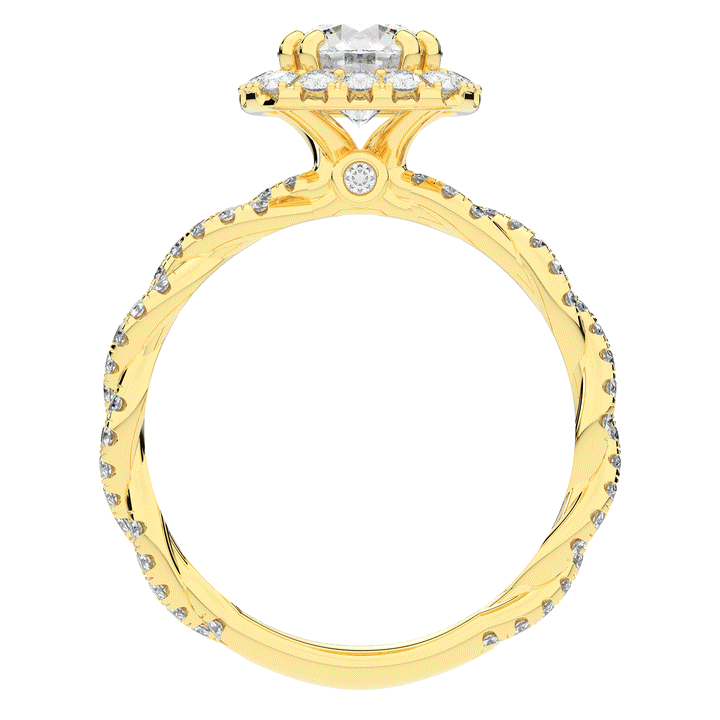 1.55CT.TW ROUND LAB DIAMOND HALO TWIST ENGAGEMENT RING - Nazarelle