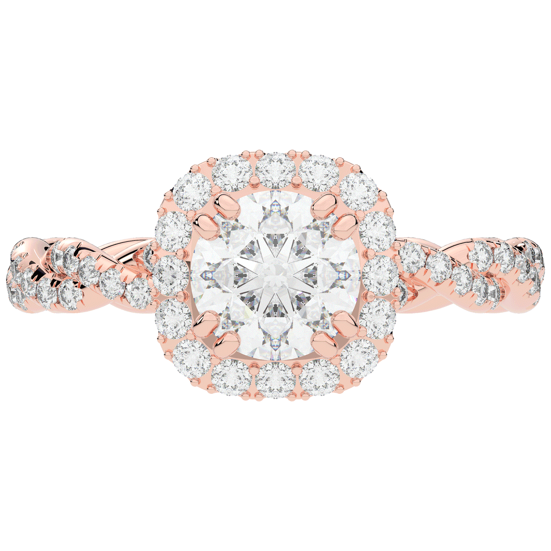 1.55CT.TW ROUND LAB DIAMOND HALO TWIST ENGAGEMENT RING - Nazarelle