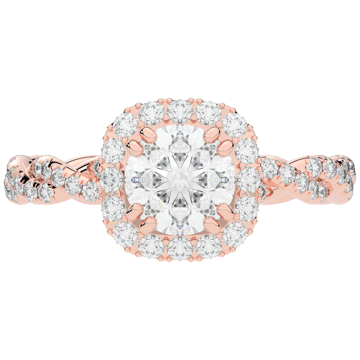1.55CT.TW ROUND LAB DIAMOND HALO TWIST ENGAGEMENT RING - Nazarelle
