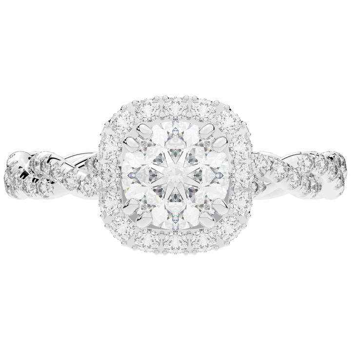 1.55CT.TW ROUND LAB DIAMOND HALO TWIST ENGAGEMENT RING - Nazarelle