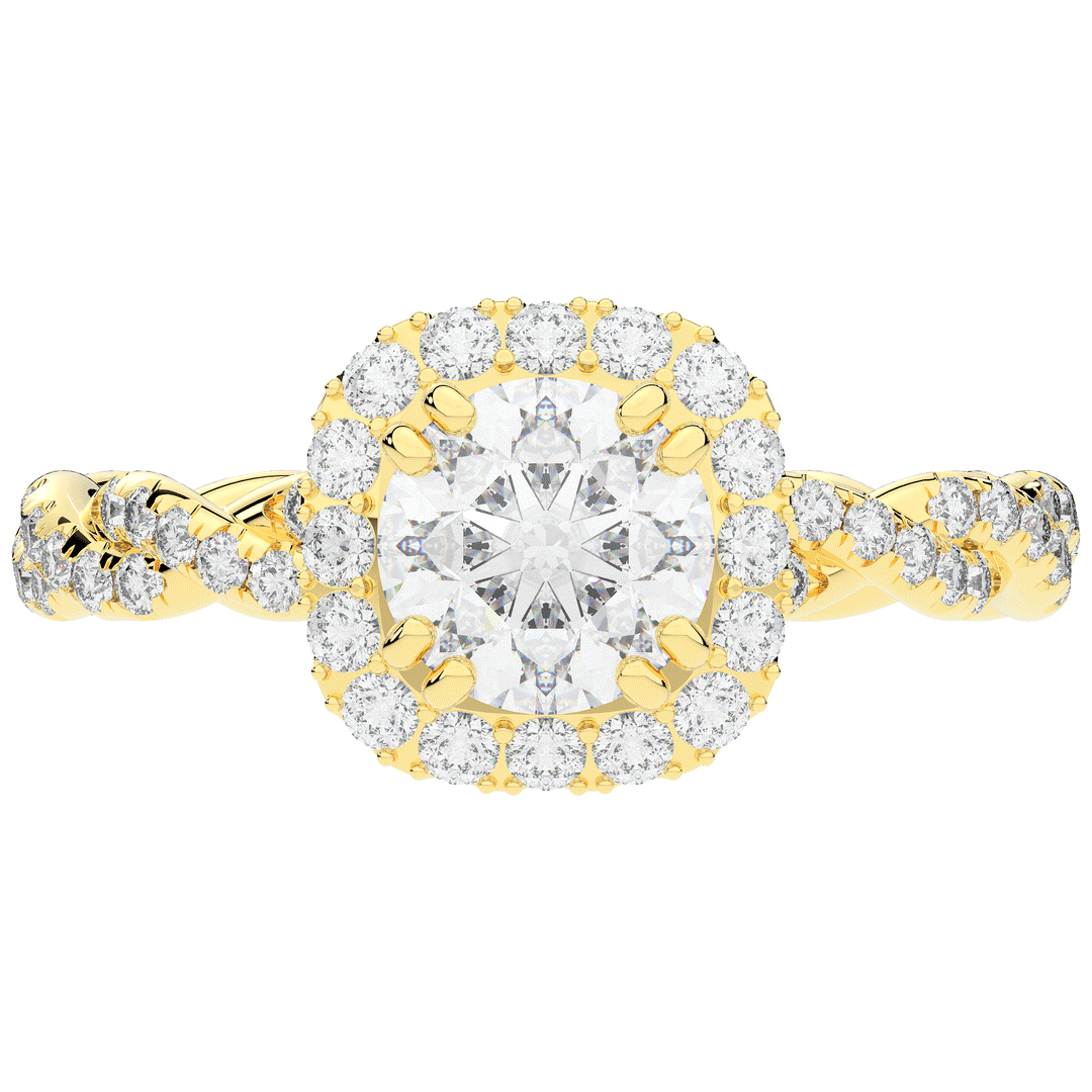 1.55CT.TW ROUND LAB DIAMOND HALO TWIST ENGAGEMENT RING - Nazarelle