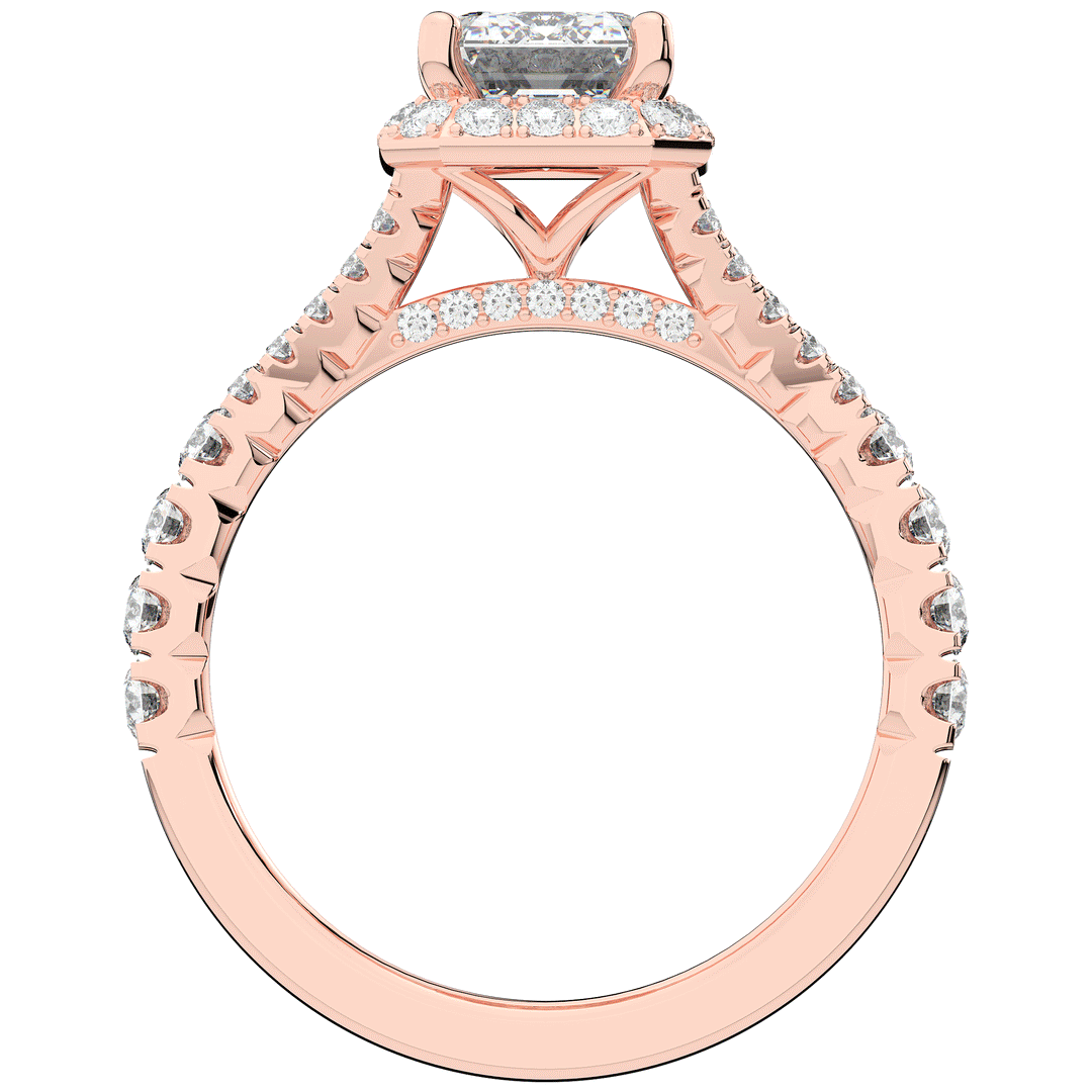 2.60CT.TW EMERALD CUT LAB DIAMOND SPLIT SHANK HALO ENGAGEMENT RING - Nazarelle