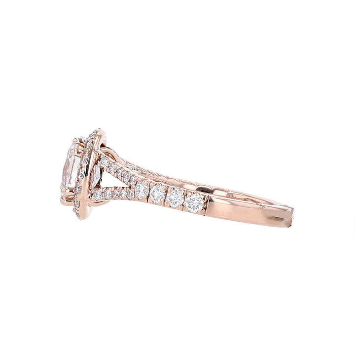 14K Rose Gold Oval Split Shank Diamond Engagement Ring