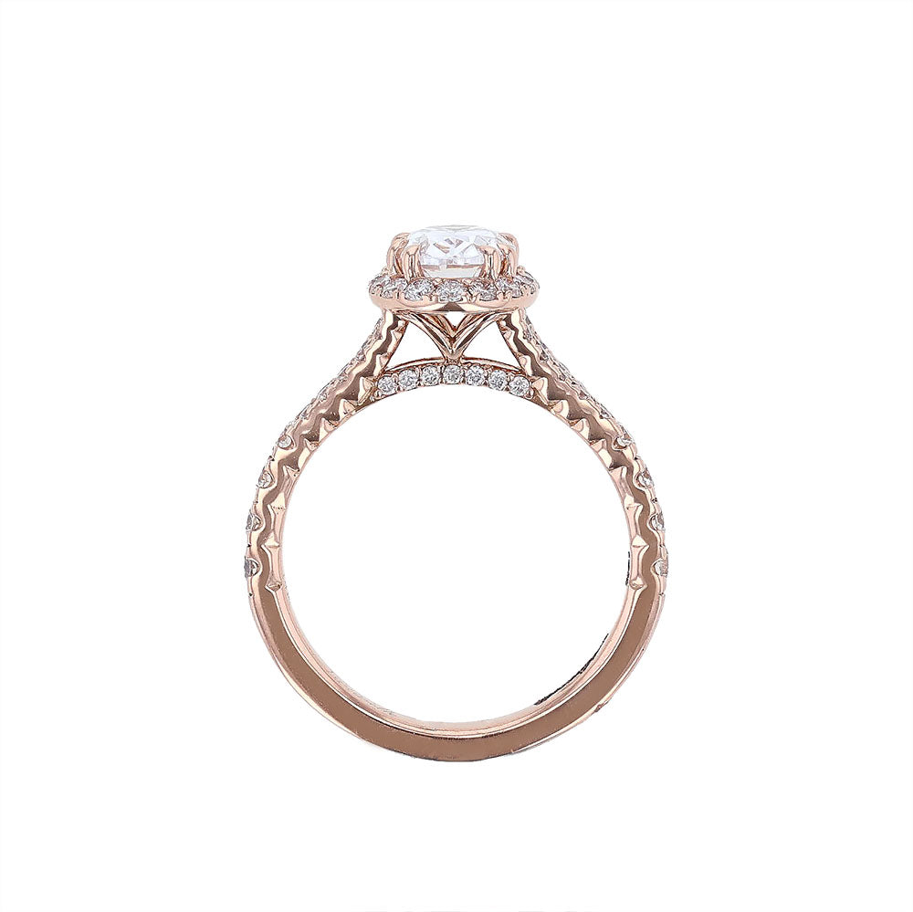 14K Rose Gold Oval Split Shank Diamond Engagement Ring