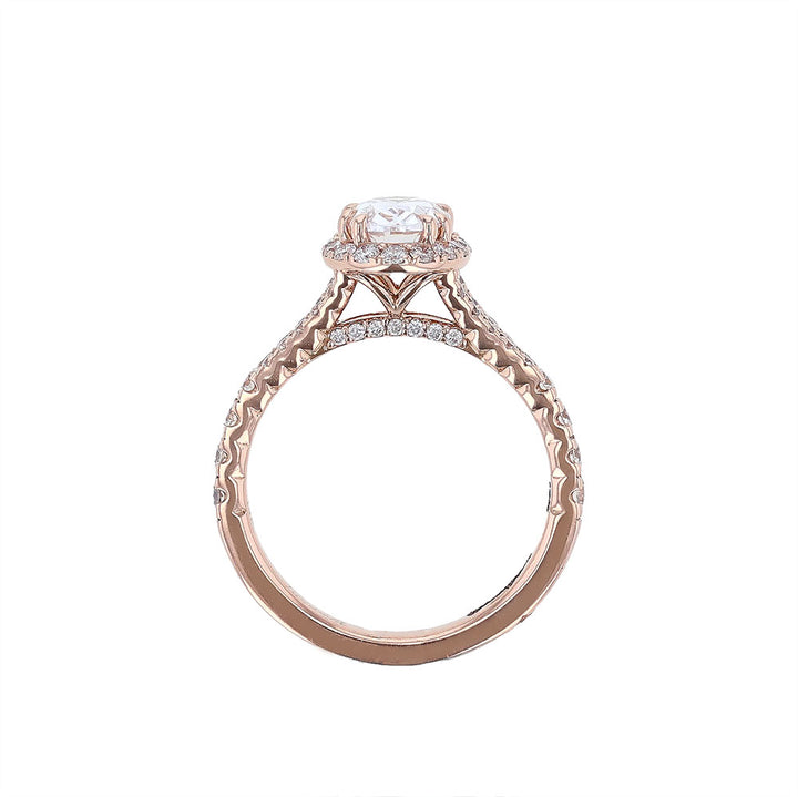 14K Rose Gold Oval Split Shank Diamond Engagement Ring