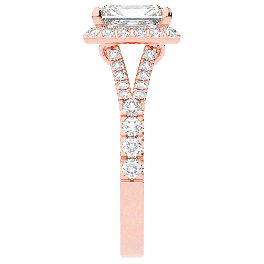 2.60CT.TW RADIANT LAB DIAMOND SPLIT SHANK HALO ENGAGEMENT RING - Nazarelle