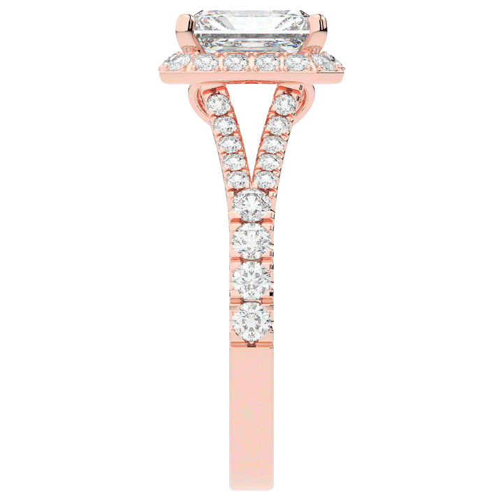 2.60CT.TW RADIANT LAB DIAMOND SPLIT SHANK HALO ENGAGEMENT RING - Nazarelle