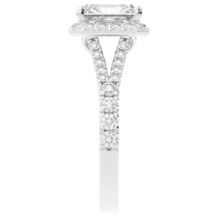 2.60CT.TW RADIANT LAB DIAMOND SPLIT SHANK HALO ENGAGEMENT RING - Nazarelle
