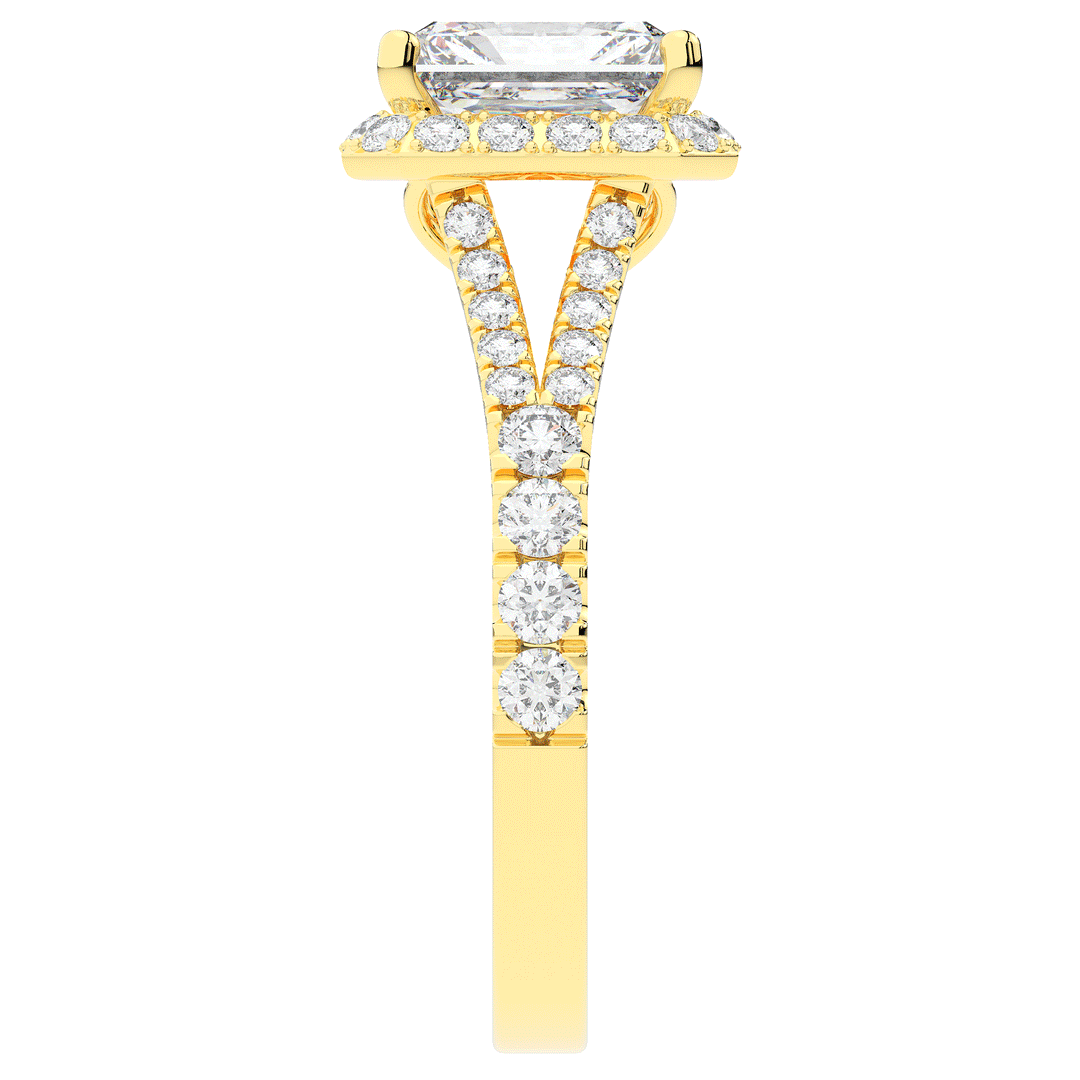 2.60CT.TW RADIANT LAB DIAMOND SPLIT SHANK HALO ENGAGEMENT RING - Nazarelle