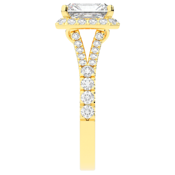 2.60CT.TW RADIANT LAB DIAMOND SPLIT SHANK HALO ENGAGEMENT RING - Nazarelle