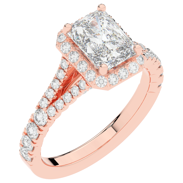 2.60CT.TW RADIANT LAB DIAMOND SPLIT SHANK HALO ENGAGEMENT RING - Nazarelle
