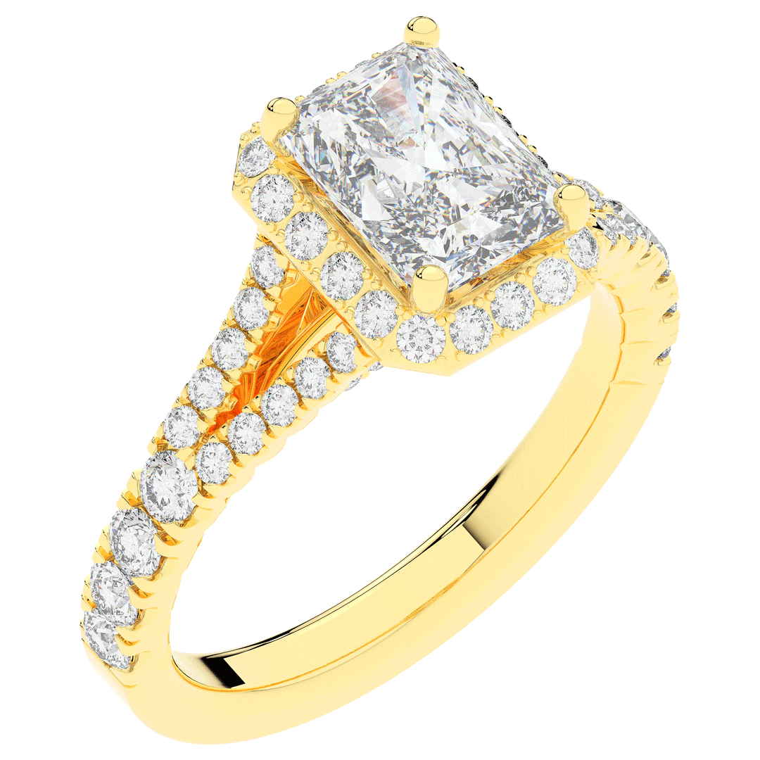 2.60CT.TW RADIANT LAB DIAMOND SPLIT SHANK HALO ENGAGEMENT RING - Nazarelle