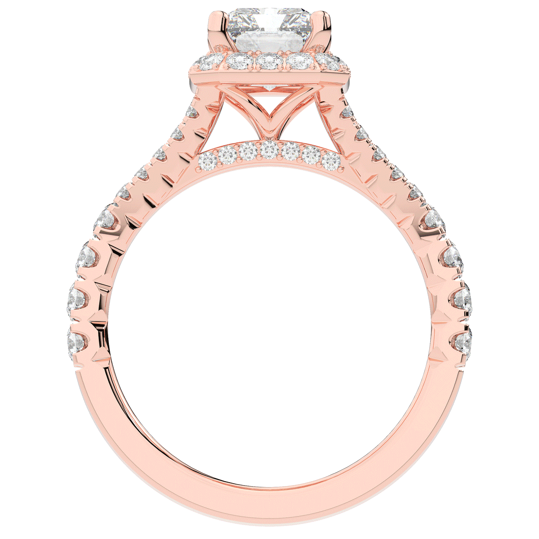 2.60CT.TW RADIANT LAB DIAMOND SPLIT SHANK HALO ENGAGEMENT RING - Nazarelle