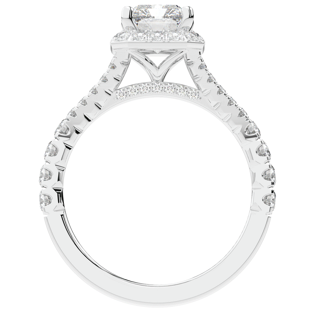 2.60CT.TW RADIANT LAB DIAMOND SPLIT SHANK HALO ENGAGEMENT RING - Nazarelle