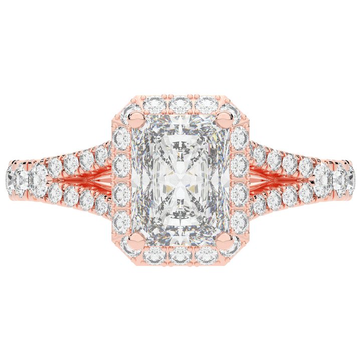 2.60CT.TW RADIANT LAB DIAMOND SPLIT SHANK HALO ENGAGEMENT RING - Nazarelle