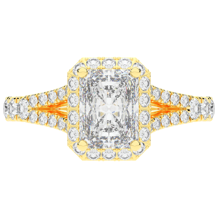 2.60CT.TW RADIANT LAB DIAMOND SPLIT SHANK HALO ENGAGEMENT RING - Nazarelle