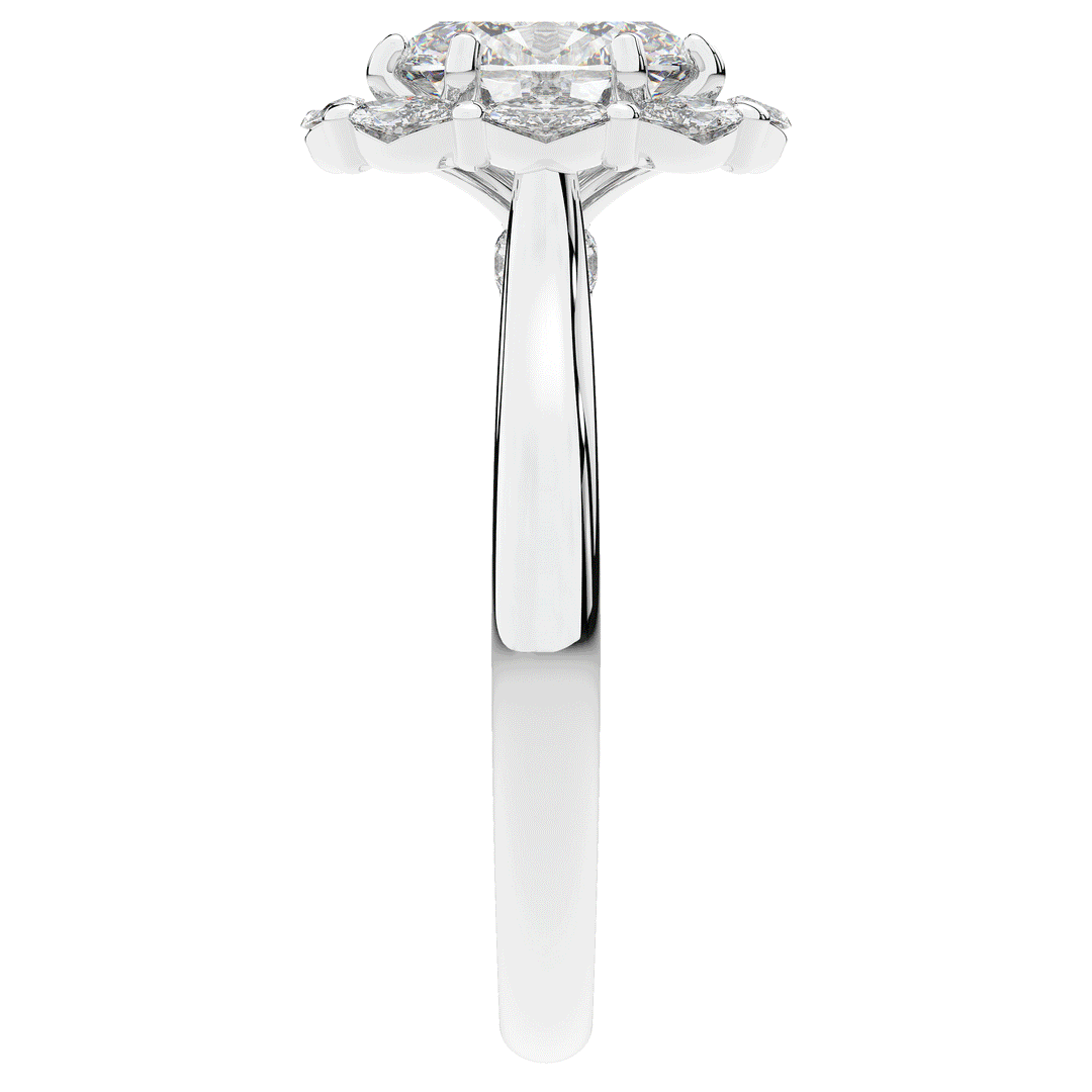 1.90CT.TW OVAL LAB DIAMOND HALO ENGAGEMENT RING - Nazarelle
