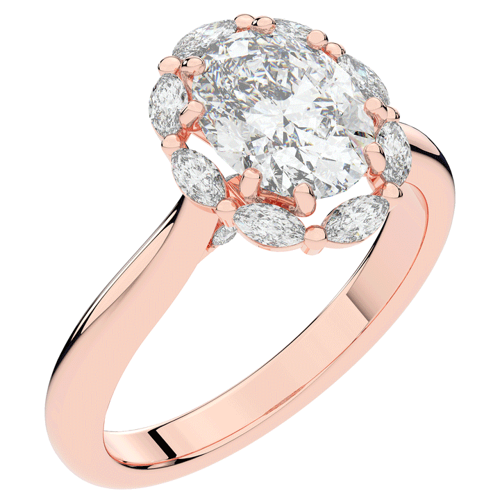 1.90CT.TW OVAL LAB DIAMOND HALO ENGAGEMENT RING - Nazarelle