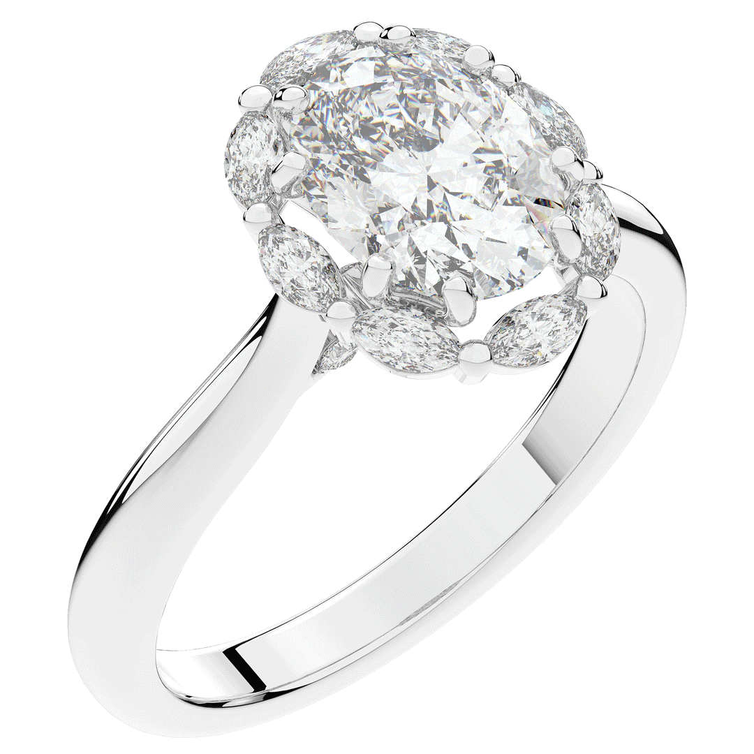 1.90CT.TW OVAL LAB DIAMOND HALO ENGAGEMENT RING - Nazarelle