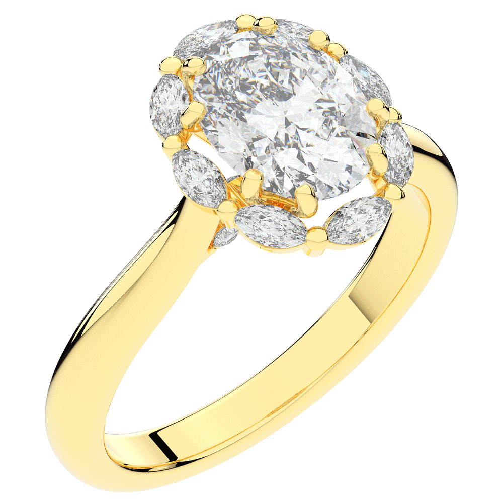 1.90CT.TW OVAL LAB DIAMOND HALO ENGAGEMENT RING - Nazarelle