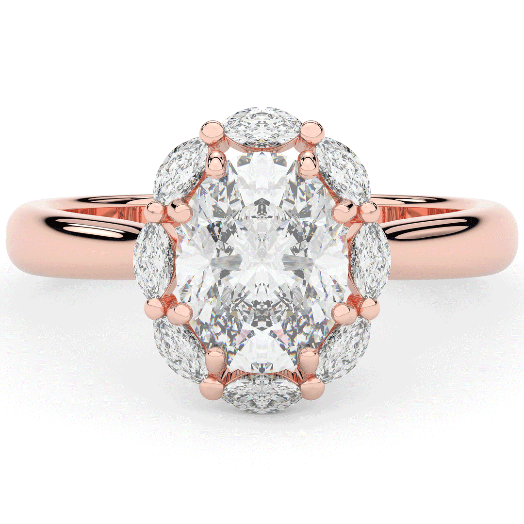1.90CT.TW OVAL LAB DIAMOND HALO ENGAGEMENT RING - Nazarelle