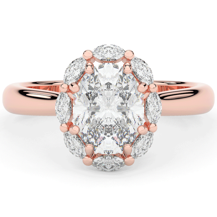 1.90CT.TW OVAL LAB DIAMOND HALO ENGAGEMENT RING - Nazarelle
