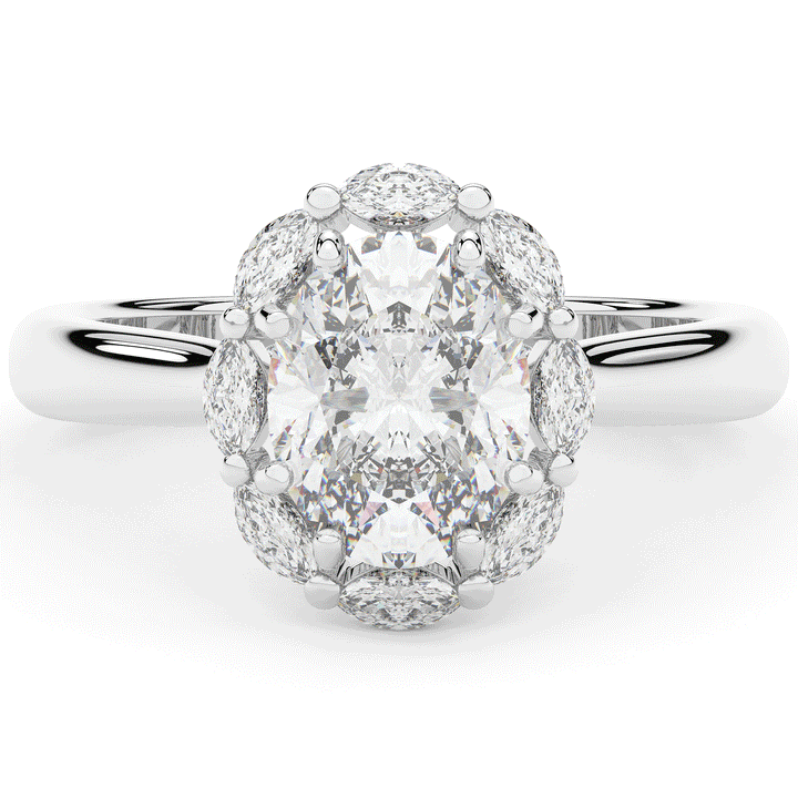 1.90CT.TW OVAL LAB DIAMOND HALO ENGAGEMENT RING - Nazarelle
