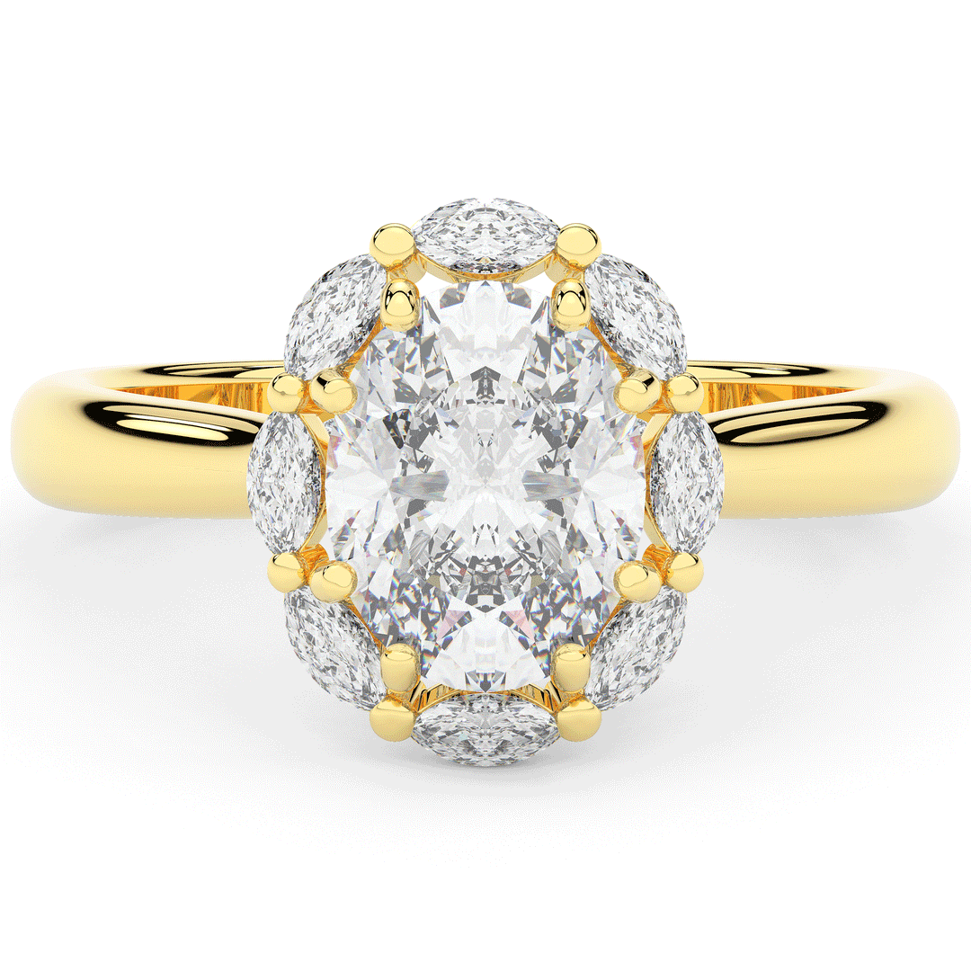 1.90CT.TW OVAL LAB DIAMOND HALO ENGAGEMENT RING - Nazarelle