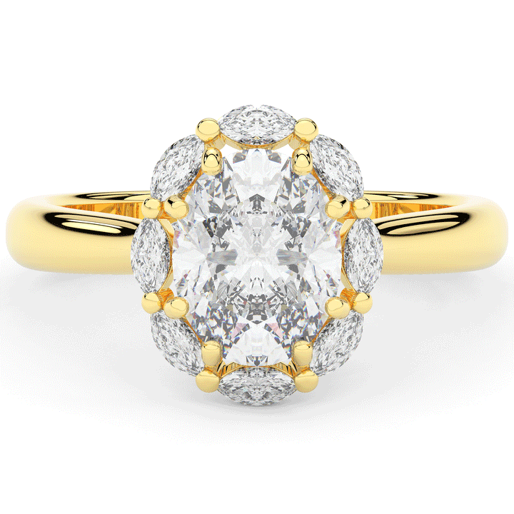 1.90CT.TW OVAL LAB DIAMOND HALO ENGAGEMENT RING - Nazarelle