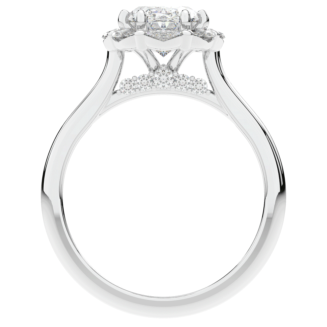 1.90CT.TW OVAL LAB DIAMOND HALO ENGAGEMENT RING - Nazarelle