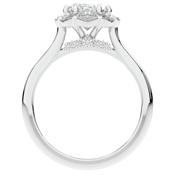1.90CT.TW OVAL LAB DIAMOND HALO ENGAGEMENT RING - Nazarelle
