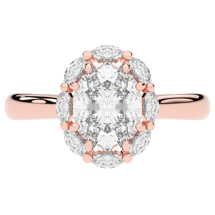 1.90CT.TW OVAL LAB DIAMOND HALO ENGAGEMENT RING - Nazarelle
