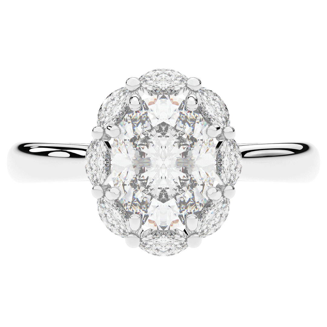 1.90CT.TW OVAL LAB DIAMOND HALO ENGAGEMENT RING - Nazarelle