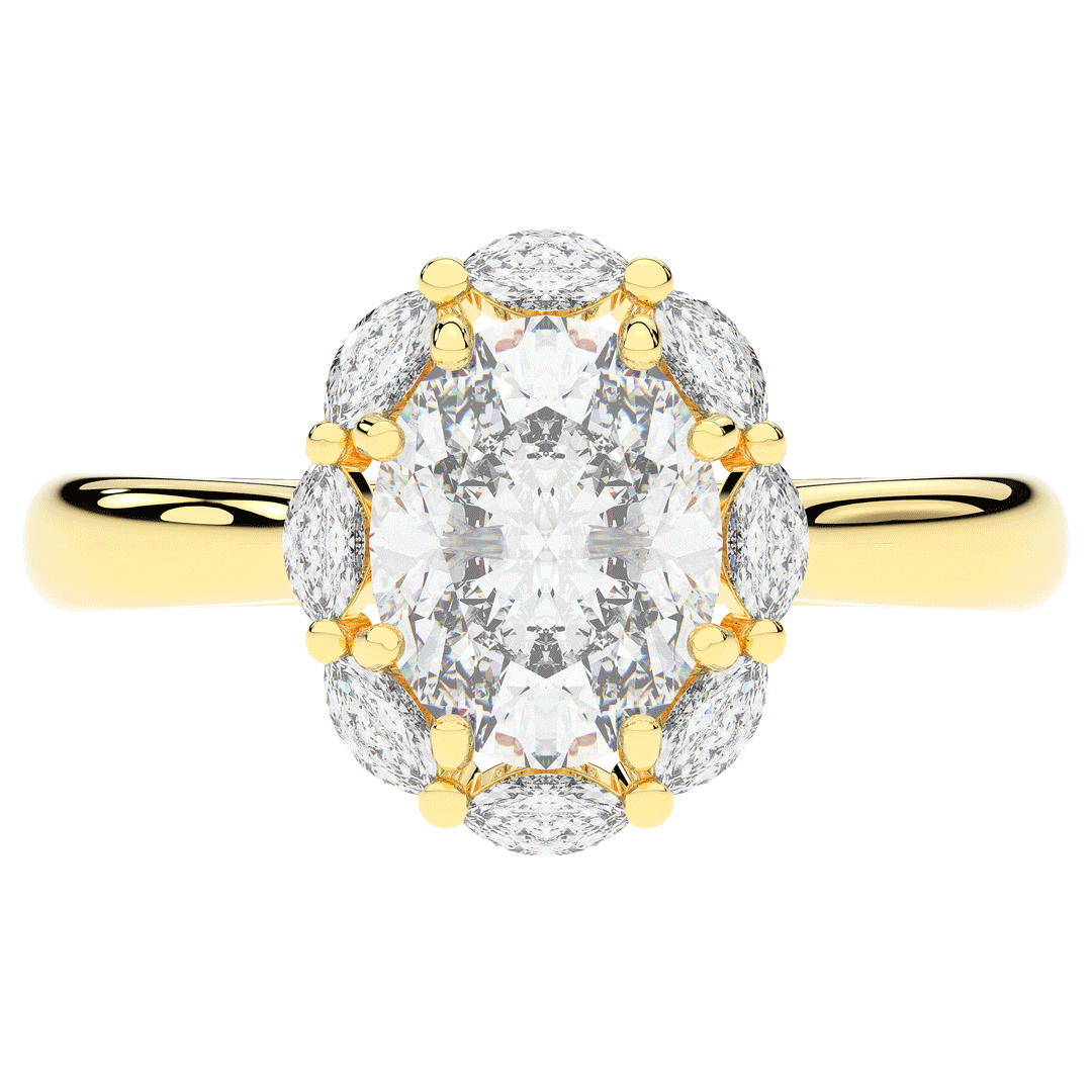 1.90CT.TW OVAL LAB DIAMOND HALO ENGAGEMENT RING - Nazarelle