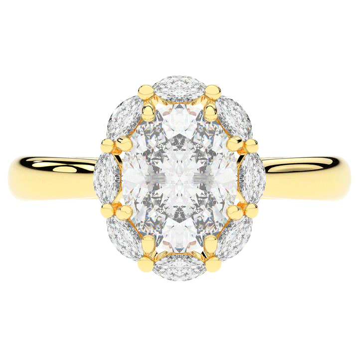 1.90CT.TW OVAL LAB DIAMOND HALO ENGAGEMENT RING - Nazarelle