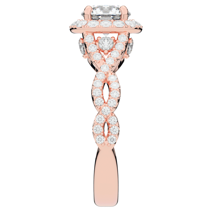 1.60CT.TW ROUND LAB DIAMOND HALO TWIST ENGAGEMENT RING - Nazarelle