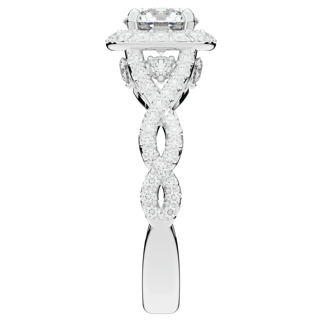 1.60CT.TW ROUND LAB DIAMOND HALO TWIST ENGAGEMENT RING - Nazarelle