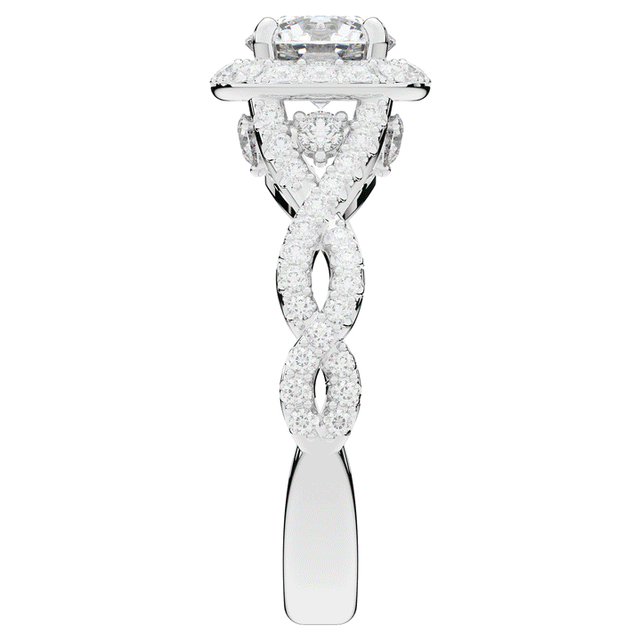 1.60CT.TW ROUND LAB DIAMOND HALO TWIST ENGAGEMENT RING - Nazarelle