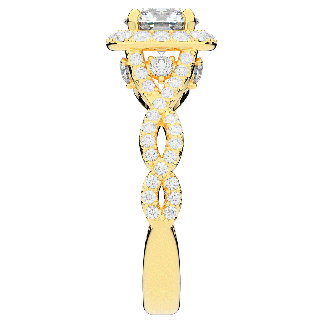 1.60CT.TW ROUND LAB DIAMOND HALO TWIST ENGAGEMENT RING - Nazarelle