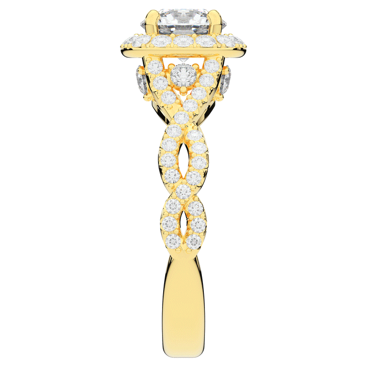 1.60CT.TW ROUND LAB DIAMOND HALO TWIST ENGAGEMENT RING - Nazarelle