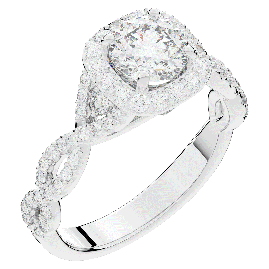 1.60CT.TW ROUND LAB DIAMOND HALO TWIST ENGAGEMENT RING - Nazarelle