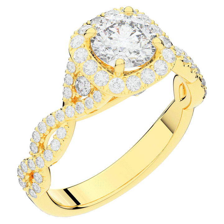 1.60CT.TW ROUND LAB DIAMOND HALO TWIST ENGAGEMENT RING - Nazarelle